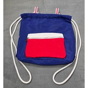 Mad Love Colorblock Drawstring Backpack Blue Red White Nylon OS
